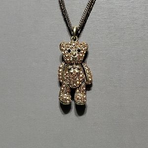 Gold Crystal Bear Necklace